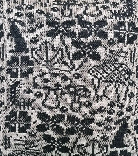 Fauna Stickad Linnekudde Svart & Natur