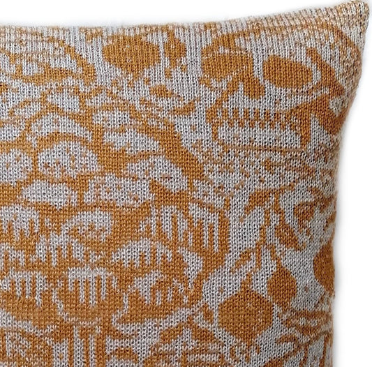 Harvest Stickad Linnekudde Senapsgul & Natur