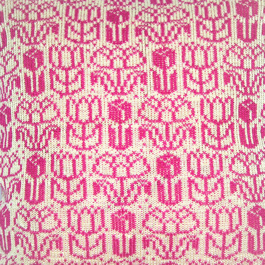 Tulip Stickad Linnekudde Rosa & Natur