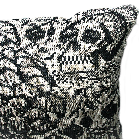 Harvest Stickad Linnekudde Svart & Natur