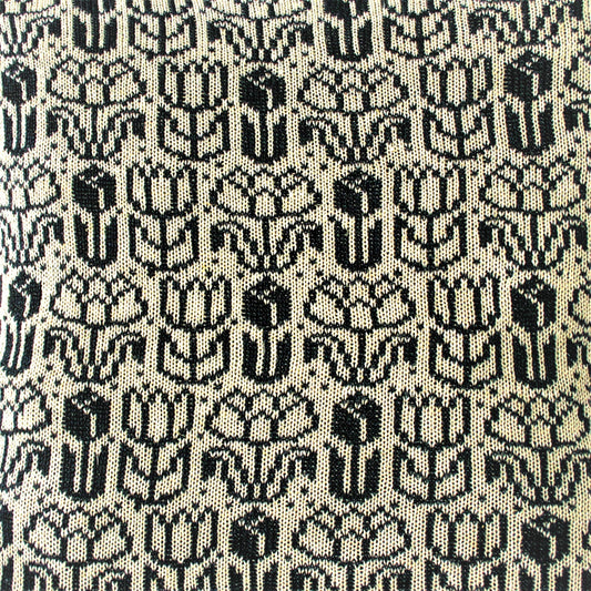 Tulip Stickad Linnekudde Svart & Natur