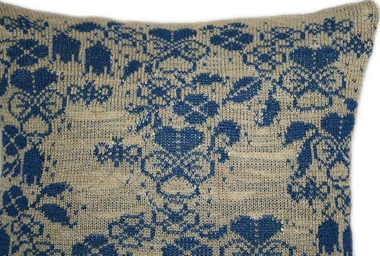 Viola Stickad Linnekudde Blå & Natur