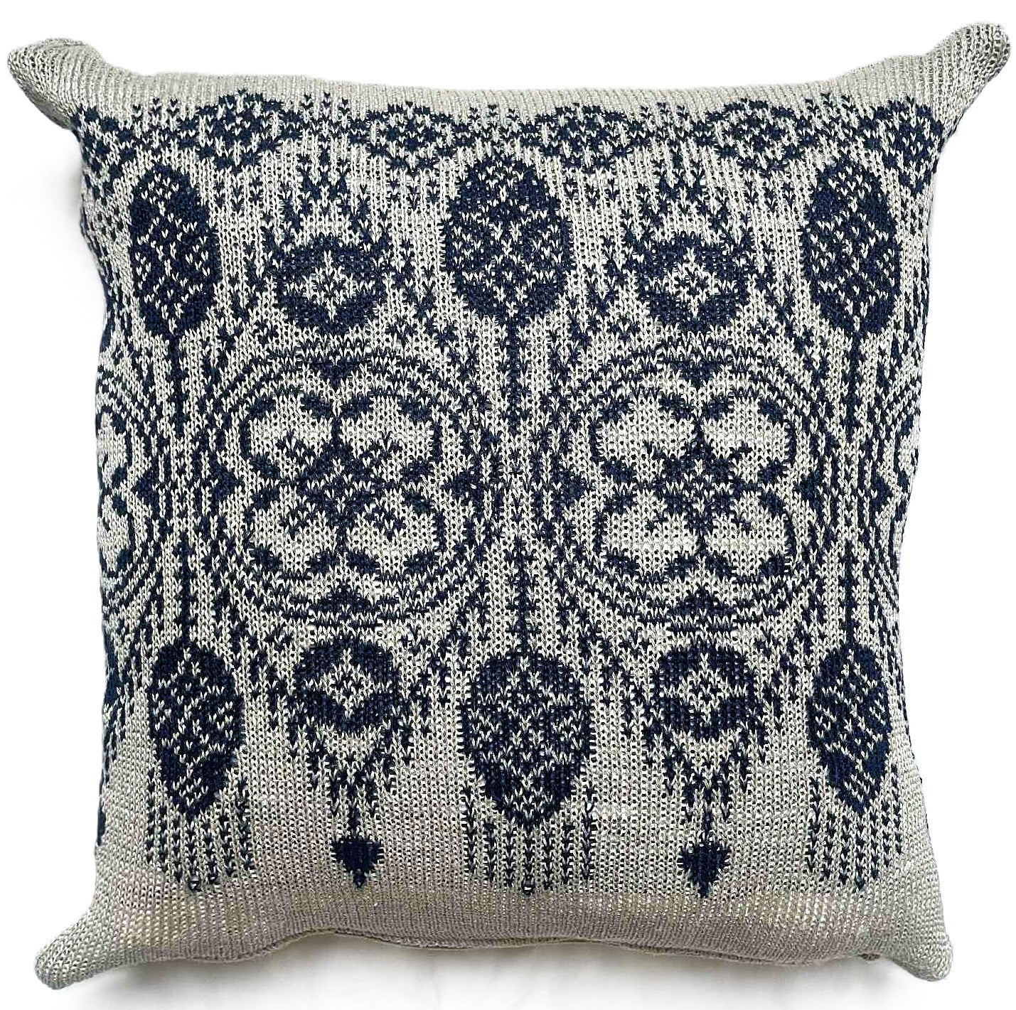 Kristina Stickad Linnekudde Marinblå & Natur